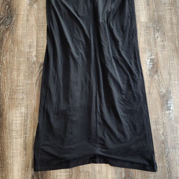 Retrofete Black Strapless Maxi Dress XS? Braided Hems Sample Thigh High Slit - Picture 8 of 9